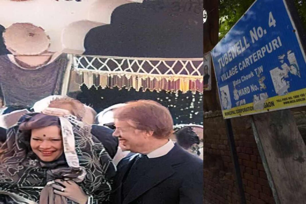 Jimmy Carter with his Wife Rosalynn Carter and in left Carterpuri Village